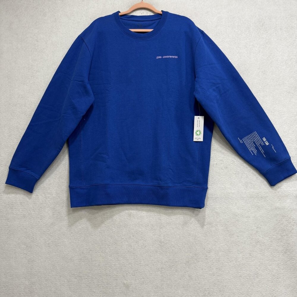 Sleeves Therapy Sweatshirt Mens XL Blue Fleece Self Awareness You Can Quote